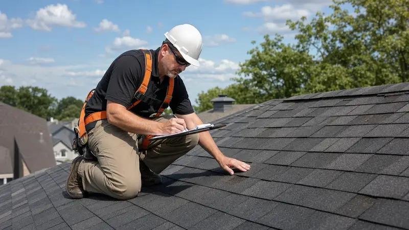 Inspector reviewing shingle valley detail